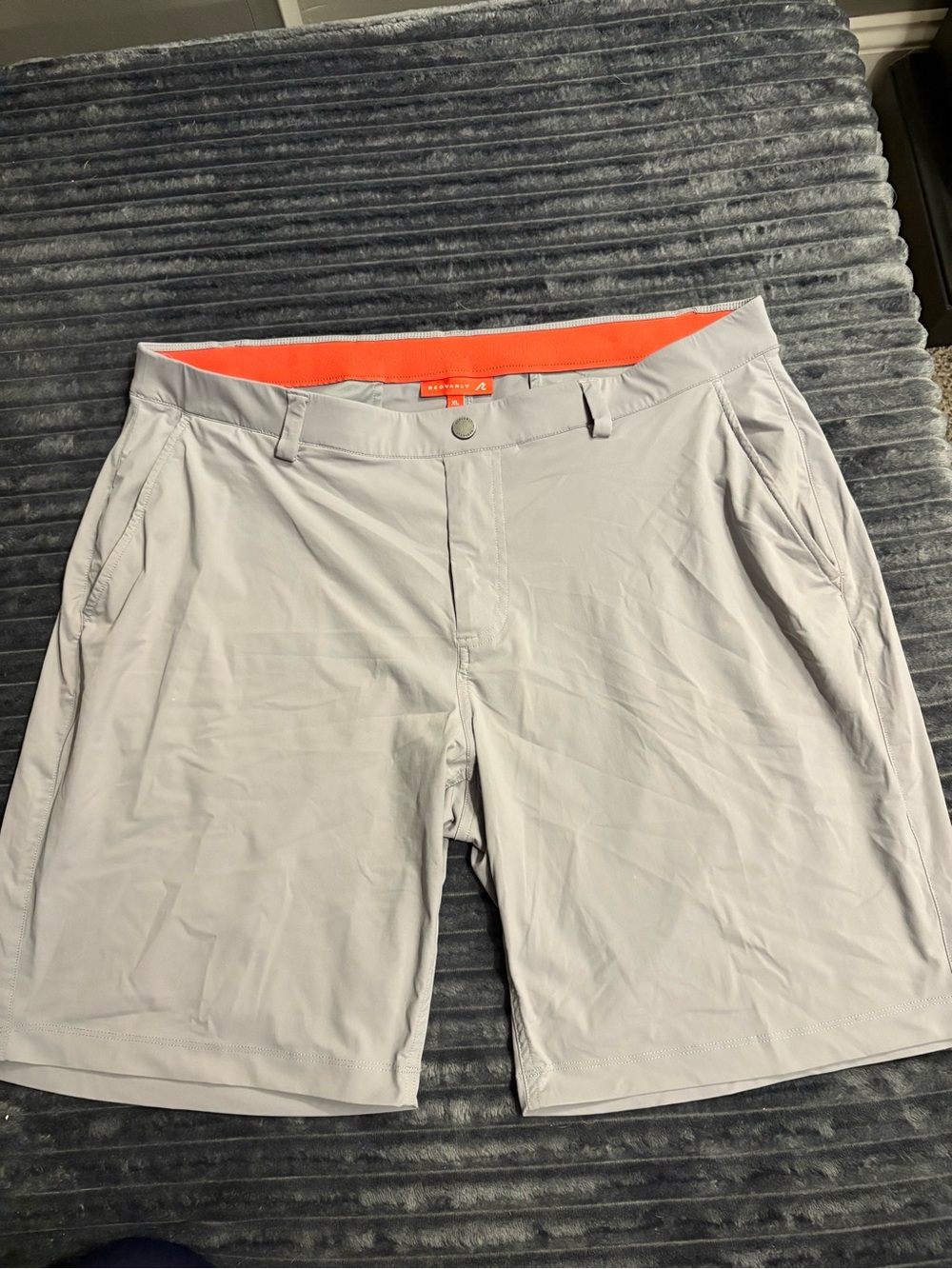 Men's Light Gray Athletic Shorts with Orange Waistband